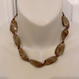Stone Necklace with Leather Tie